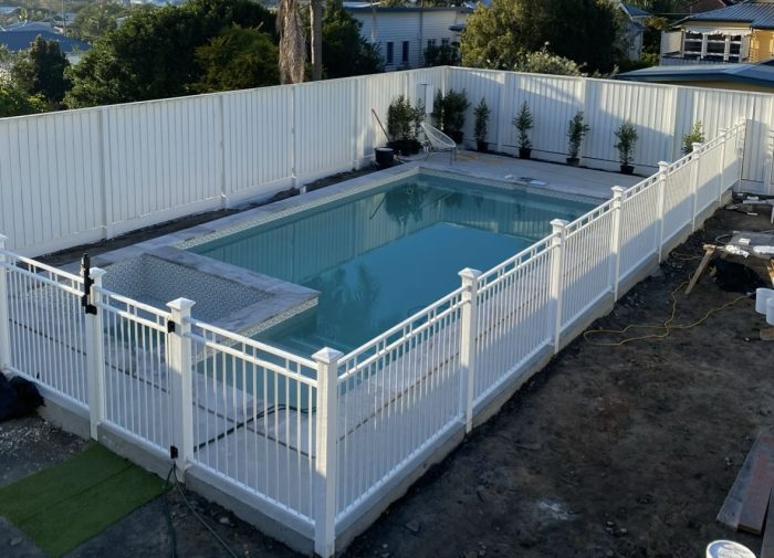 Architecturally designed pool just after completion and before landscaping